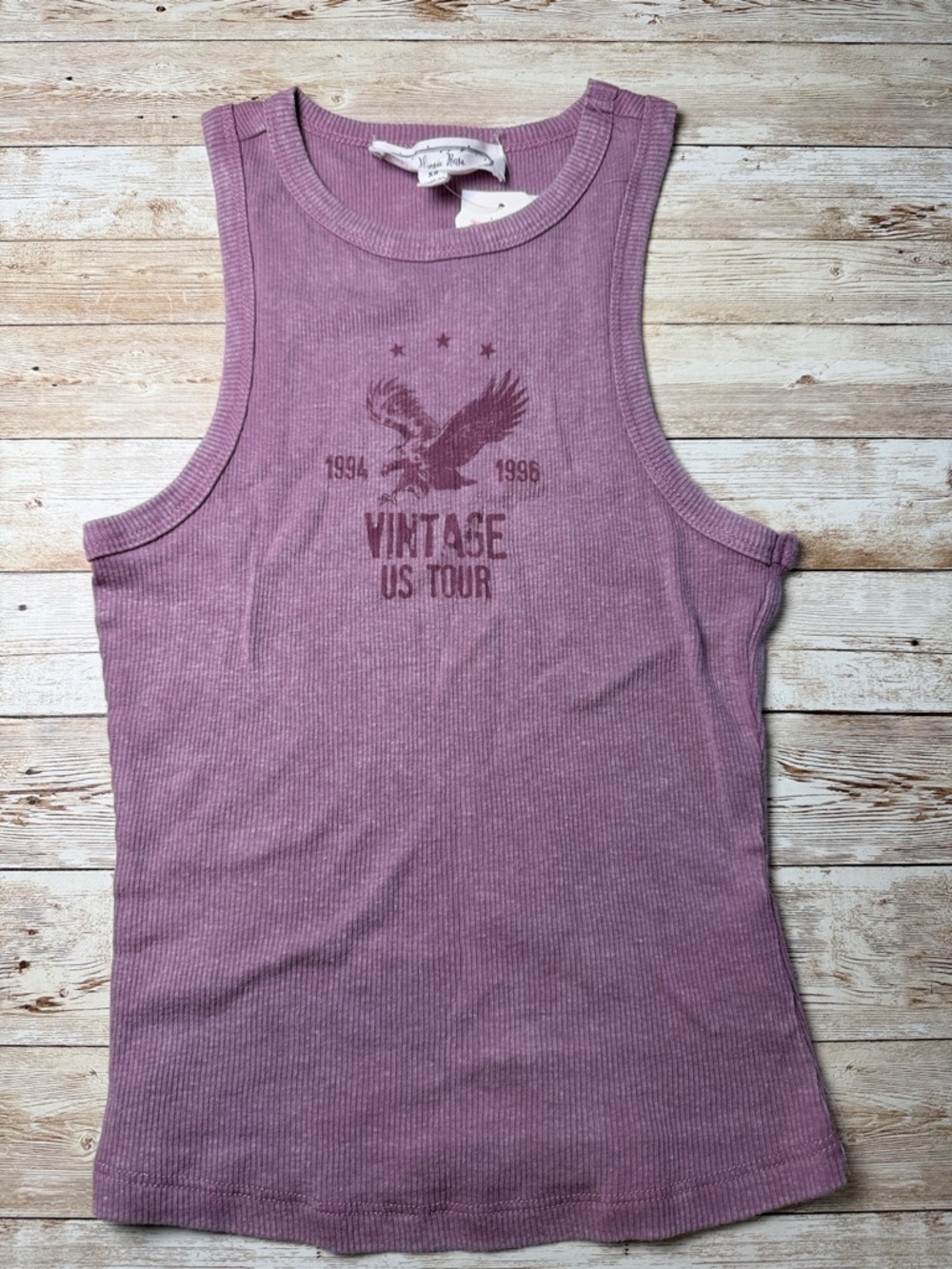 Hippie Rose Dusty Mauve Ribbed Tank with Vintage Eagle Graphic